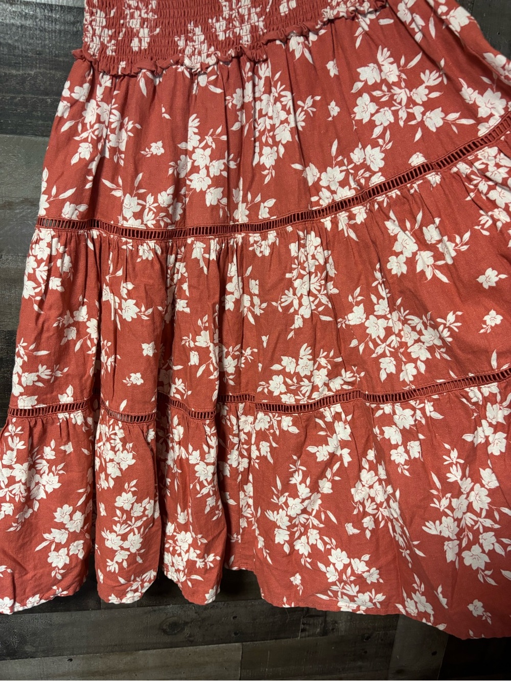 House of Harlow 1960 Rust Floral Tiered Maxi Skirt/ Top Set Medium - Picture 12 of 16